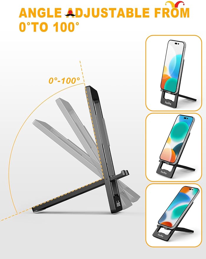 Ultra - Thin Portable Phone Stand: Foldable & Space - Saving, Fits 3.7-7 inch Devices, Black