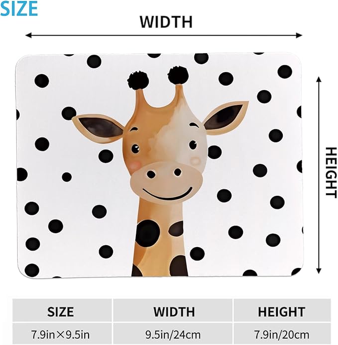 Rusenbao Cute Giraffe Mouse Pad, Cute Small Mouse Pads for Desk, Giraffe Gifts for Women, Gaming Mousepad for Wireless Mouse, Non-Slip Base, Computer, Office, Laptop, 9.5x7.9 Inch