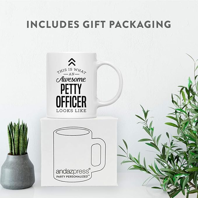 Andaz Press 11oz. Ceramic Coffee Tea Mug Thank You Gift, This is What an Awesome Petty Officer Looks Like, 1-Pack, Birthday Christmas Gift Ideas Coworker Him Her, Includes Gift Box