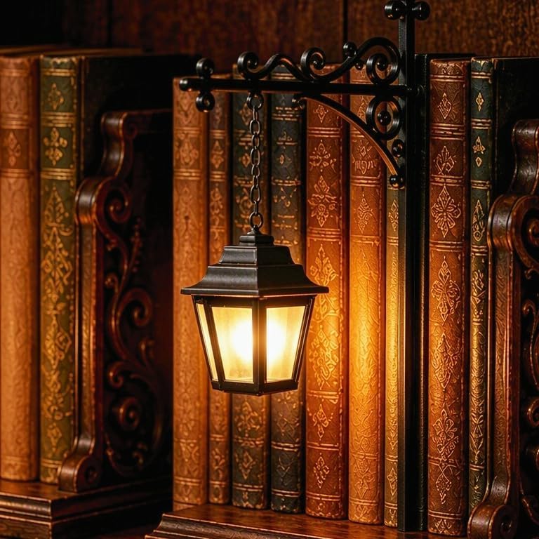Library Lantern Book Nook Light,Vintage Decor Hanging Mini Bookshelf Lamp by Unknown