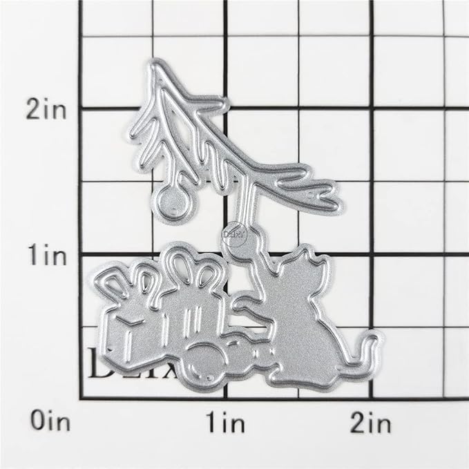 DzIxY Lovely Christmas Gift Cat Metal Cutting Dies for Card Making Embossing Paper Die Cuts Sets Album Scrapbooking Templates Stencils Storage Pockets