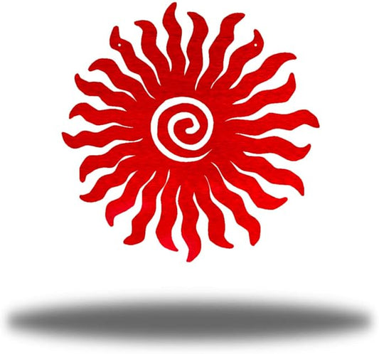 Riverside Designs Sunburst Metal Wall Art Steel Outdoor Decor - Heavy-Duty and Waterproof - Made in USA (24", Red)