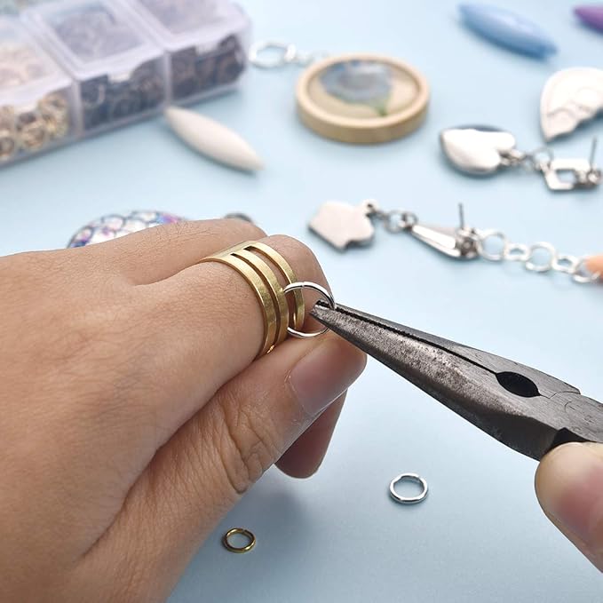 LANBEIDE 2296Pcs Jump Rings Silver Plated Jewelry Connectors Chain Links 3mm 4mm 5mm 6mm 7mm 8mm 10mm Box Set Open Jump Rings for Necklace Repair