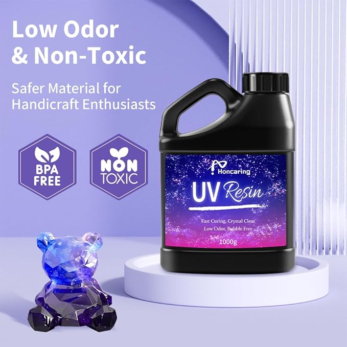 UV Resin Bulk 2000g, Hard Type Clear Beginner-Friendly Kit, Upgraded Formula & Crystal Clear for Jewlery Making, Art Craft, 1000g*2 Resin UV Kit for Earring, Pendant, DIY