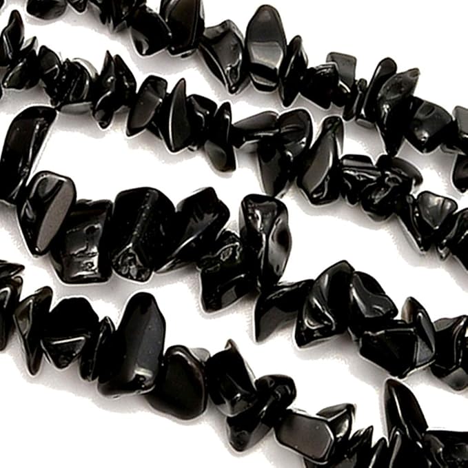 Gemstone Chips Natural Black Obsidian 3-5mm Healing Crystals Waist Bracelets Necklace Kit Irregular Stone DIY Crafts Design Jewelry Making Approxi 32 inch
