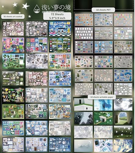 72 Sheets Japanese Sticker Book for Scrapbook Junk Journal (Lightdream) - Image 6