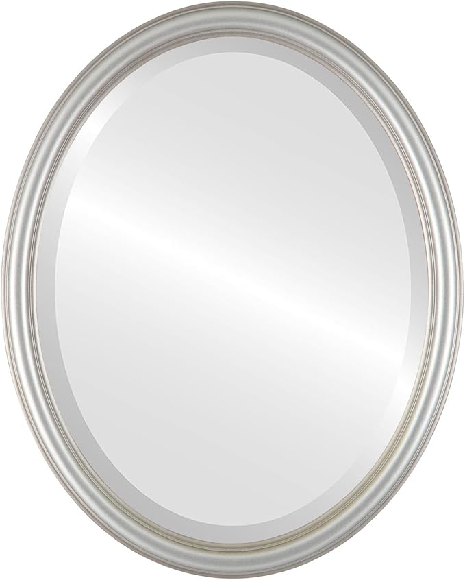 Oval Beveled Wall Mirror for Home Decor - Saratoga Style - Silver Shade - 20x26 Outside Dimensions