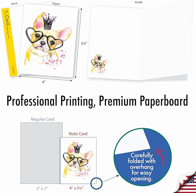The Best Card Company - 20 Bulk Animal Note Cards Blank (4 x 5.12 Inch) - Fun Assorted Notecards with Envelopes (10 Designs, 2 Each) - Funky Colorful Creatures AM6749OCB-B2x10