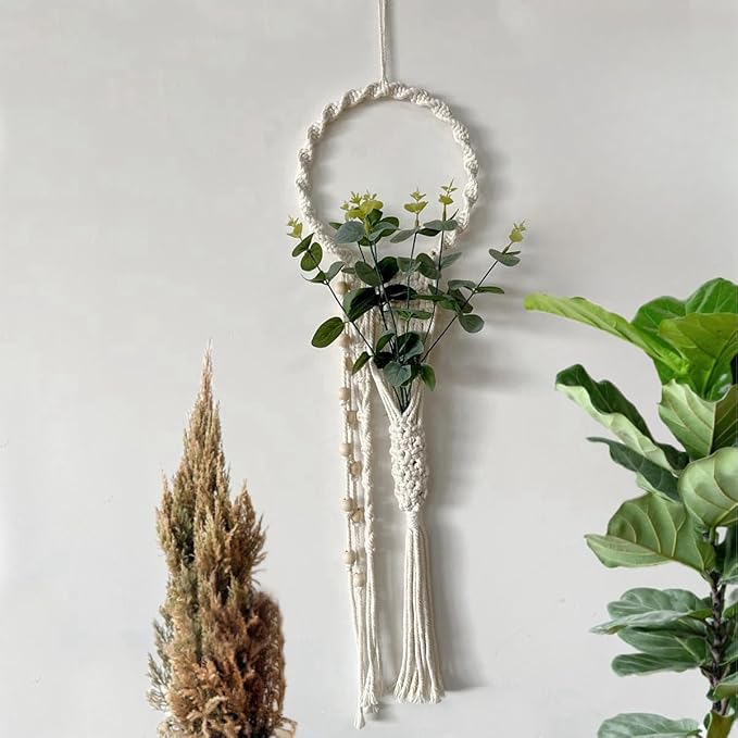 Avoik Macrame Wall Hanging, Boho Woven Wall Decor Handmade Chic Wall Art Hanging Tapestry Decoration Modern Bohemian Wall hanging Decor for Bedroom Living Room Farmhouse Apartment Dorm, Beige