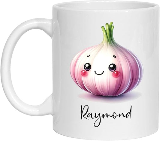 Garlic Mug, Garlic Gift Ideas, Personalized Garlic Coffee Mug Gift With Garlic Lover Name, Cute Cartoon Garlic Ceramic Tea Cup Gifts For Men Women, Custom Name Vegetable Travel Mugs 11oz 15oz