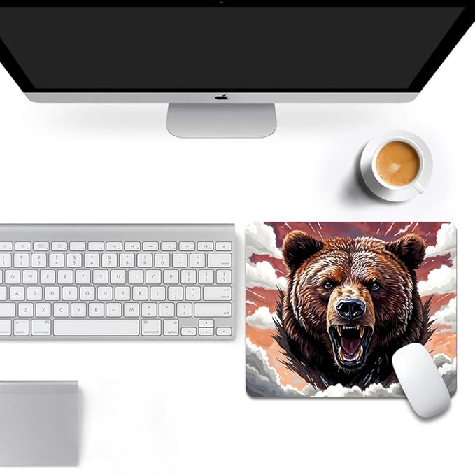 Brown Bear Texture Mouse pad, Square Waterproof and Anti Slip Mouse pad for Office laptops