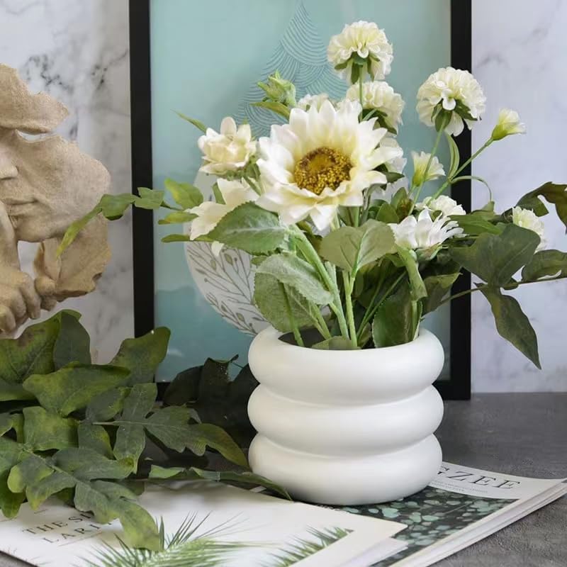 Ceramic Plant Pot Indoor, 4.5 Inch Flower Pot with Drainage Hole, Small Bubble Design Ceramic Planter for Home & Office Decor (White) - Image 5