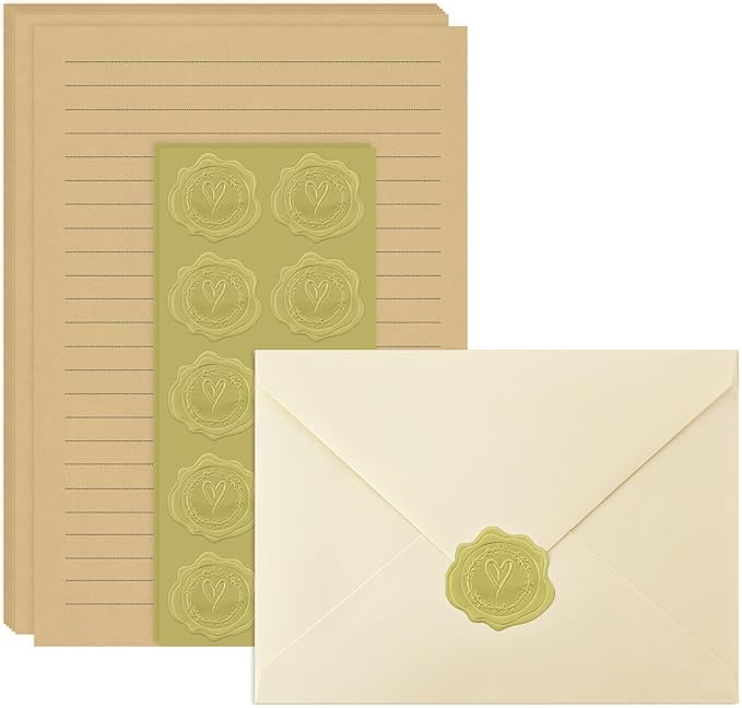 Stationery Set,Premium Velvet-Touch envelopes 4x6 Envelopes 14 PCS with 28 PCS Stationery Paper,Unique Design Colors Stationery Set for Love Letter, Party Invitations (Ivory White)