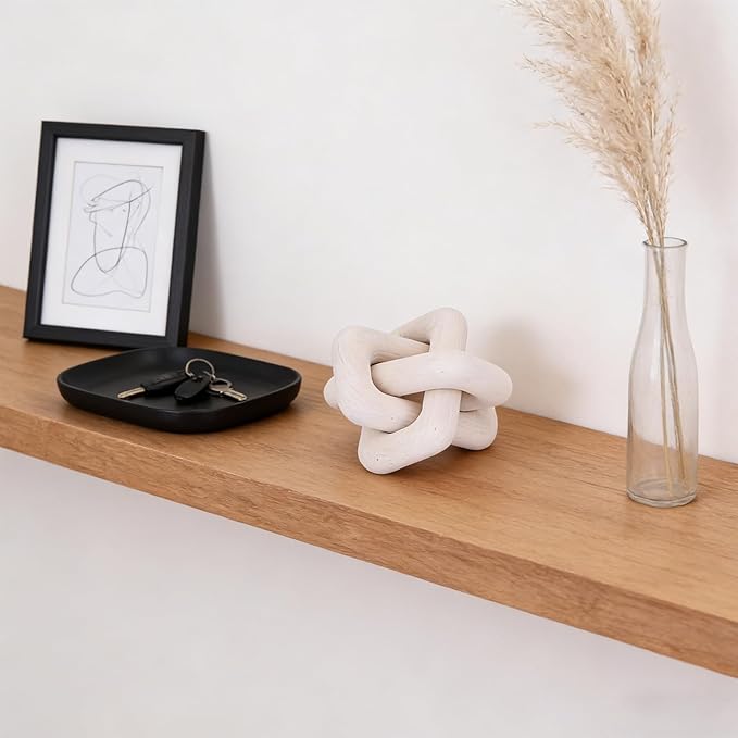 Wooden Knot Decoration Bohemian Decoration Hand-Carved Knot Autumn Winter White Home Decor Suitable for Coffee Table Bedroom Living Room Farmhouse Dining Table Minimalist Decoration（White）