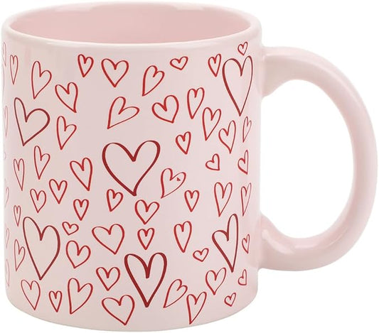 Bioworld Hearts Pink 16 Oz Ceramic Mug