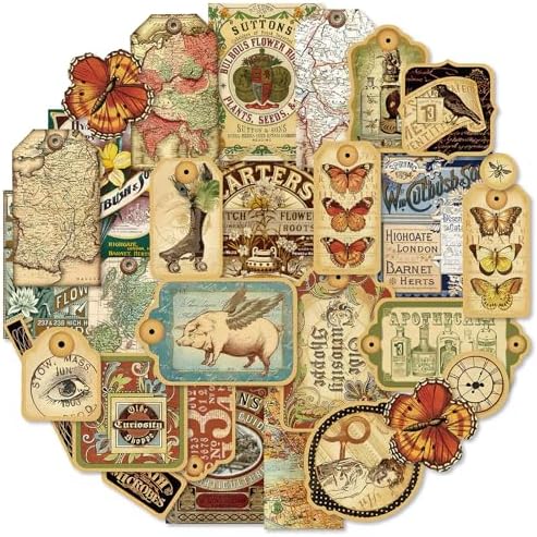 PRSTINCOL 116Pcs Vintage Stickers - Junk Journal Supplies - Waterproof Cute Aesthetic Stickers for Adults, Water Bottles, Planners - Durable Sticker Pack by PRSTINCOL