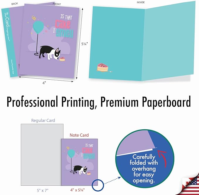 The Best Card Company - 10 Blank Dog Greeting Cards for All Occasions (4 x 5.12 Inch) - Doggone Awesome Notes M6586OCB