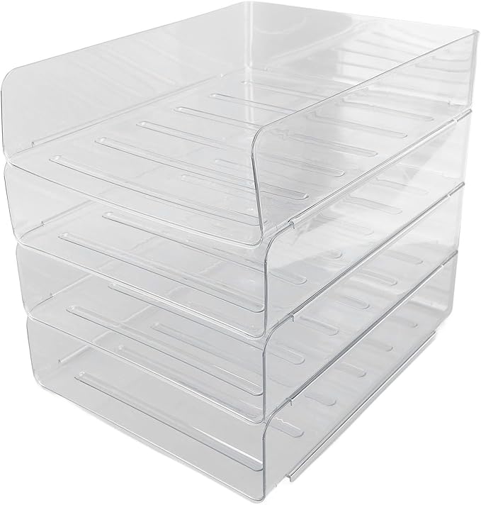 Desk Letter Tray Set Stackable Document Organizer Thickened Transparent Multifunctional A4 Paper Tray Organizer for Home Office Acrylic 4 Layers