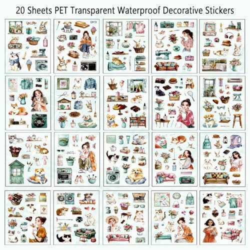 Coffee Time PET Sticker Book, 20 Sheets Die Cut Stickers - Image 4