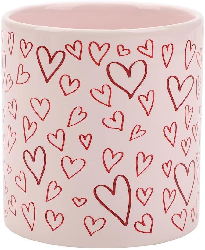 Bioworld Hearts Pink 16 Oz Ceramic Mug