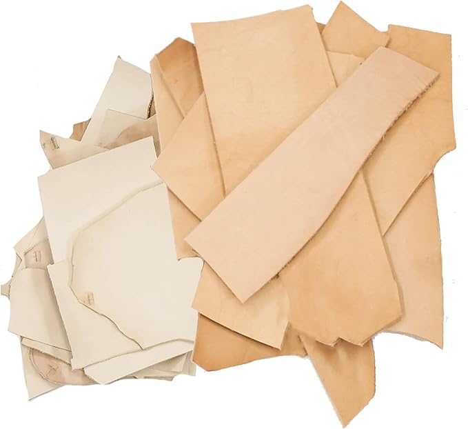 ELW Vegetable Tanned Leather Scraps | 2-10 oz Heavy Duty Weight | Size: 6 LB | Genuine Cowhide Full Grain Leather Remnants for Crafting, Leatherworking, Tooling | Color: Veg Tanned - Mixed Weight