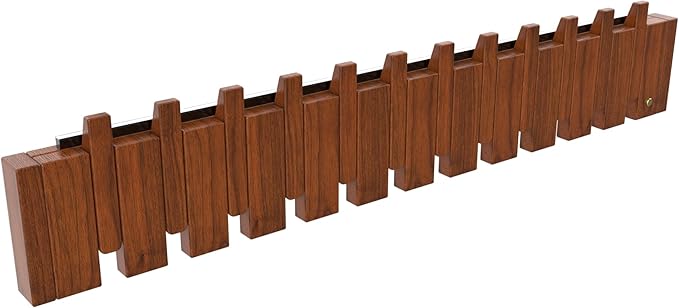 Wall Mounted Coat RackHooks Piano Key Hangers Natural Solid Wood Hanger Non-Woven Fabric Clothes Hangers for Closet, Kitchen, Bedroom, Bathroom, Entryway (Led Walnut, 12 Hooks)