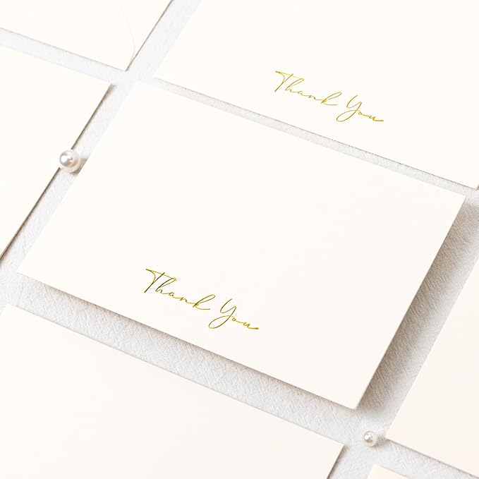Crisky 50 Pack Thank You Cards With Envelopes & Stickers, Printable Ivory Bridal Shower Graduation Thank You Cards Small Business, Wedding Baby Shower Birthday Funeral Notes Bulk