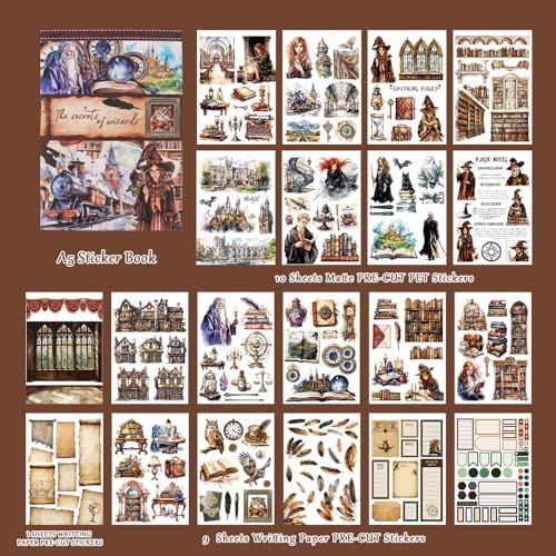 Dark Academia Fantasy Sticker Book, 20 Sheets Junk Journal Stickers - Image 2