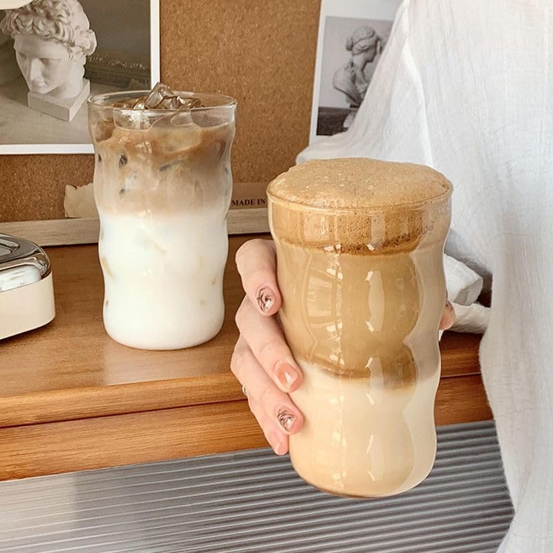 2 pcs Novelty Coffee Mugs Drinking Jars Glass Water Cups,Tumblers Water Glasses for Cocktail, Iced Coffee, Beer, Tea, Wine, Whiskey (r) - Image 2