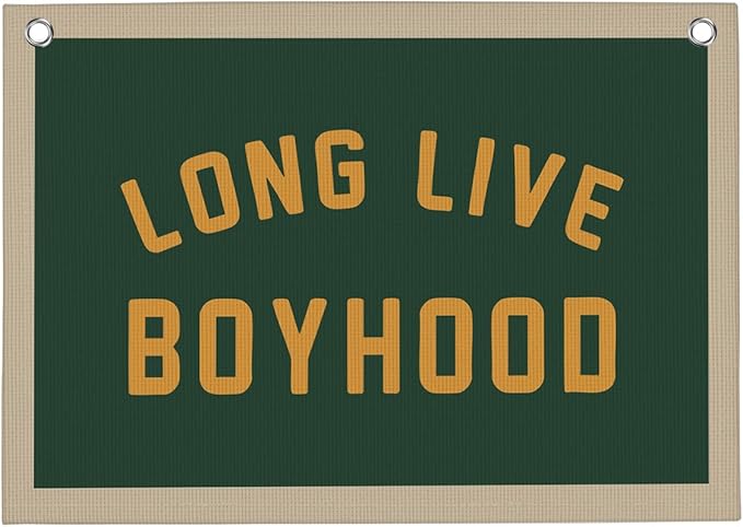 Green Long Live Boyhood Boys Room Playroom Wall Decor Vintage Sports Decor for Nursery Playroom Kids Bedroom Dorm Toddler Decorations 22x28 Inch