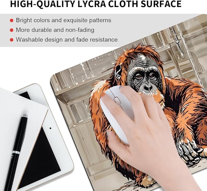 Orangutan Texture Mouse pad, Square Waterproof and Anti Slip Mouse pad for Office laptops