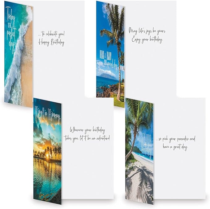 Current Coastal Celebrations Happy Birthday Greeting Card Set - Value Pack of 20 Cards With White Envelopes, 10 Designs, Large 5" x 7" Assortment