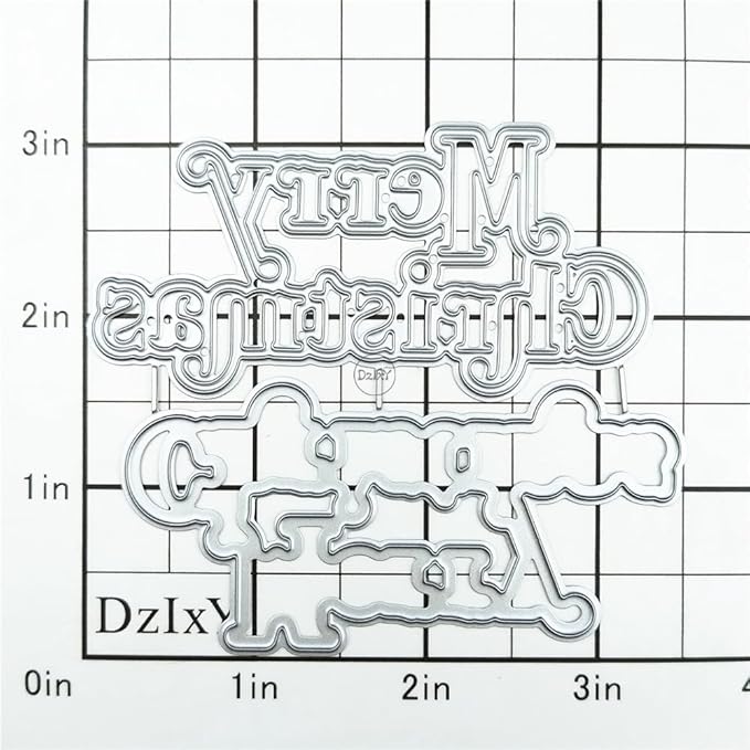 DzIxY Shadow English Words Merry Christmas Metal Cutting Dies for Card Making Kit Embossing Paper Die Cuts Set Scrapbook Stencils Supplies Machine Templates