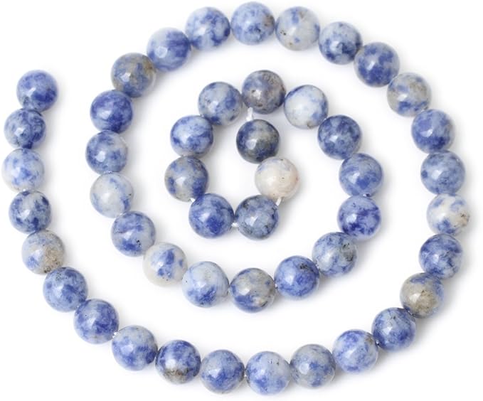 45PCS 8mm Natural Blue White Sodalite Gemstone Round Loose Beads for Jewelry Making 1 Strand 15"