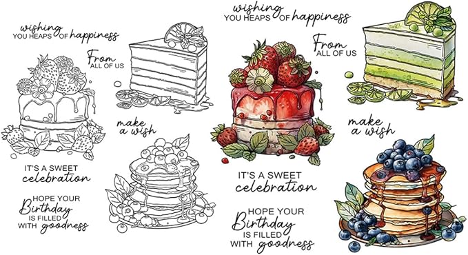 Blueberry Layer Cake Stamps and Cutting Dies for Card Making DIY Transparent Silicone Clear Stamp and Metal Die Cuts Sets for Scrapbooking Paper Greeting Cards Decor Seals Craft Supplies