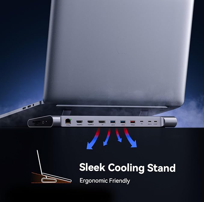TobenONE 16-in-1 3 Monitors & Dual Monitor Dock Used for 4K@120Hz,2 HDMI+DP+6 USB Ports for Office & Home Use,Capable of 100W Charging & 2.5Gbps Ethernet, Used with Dell/HP/Lenovo