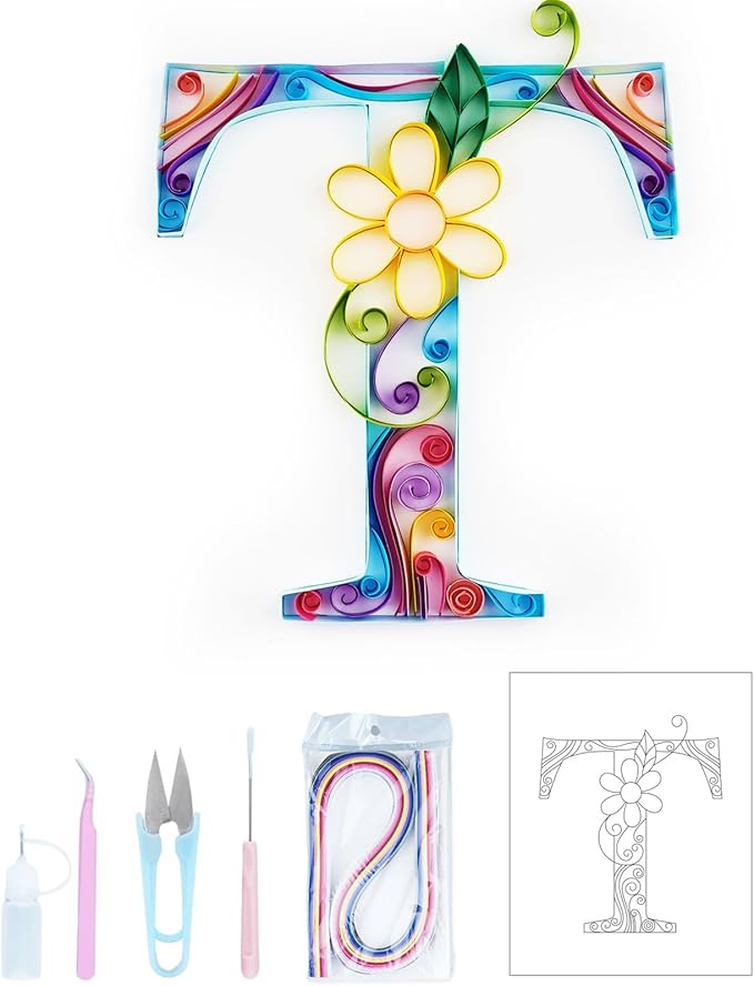 Uniquilling Quilling Paper Quilling Kit for Adults Beginner, 8 * 10-inch Letters, Exquisite DIY Paper Filigree Painting Kits Quilling Tools, Home Room Wall Art Decor Best Gifts(Basic)
