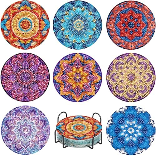Leatrice 8pcs Mandala Diamond Art Coasters Diamond Painting Kits for Adults by Leatrice20240713