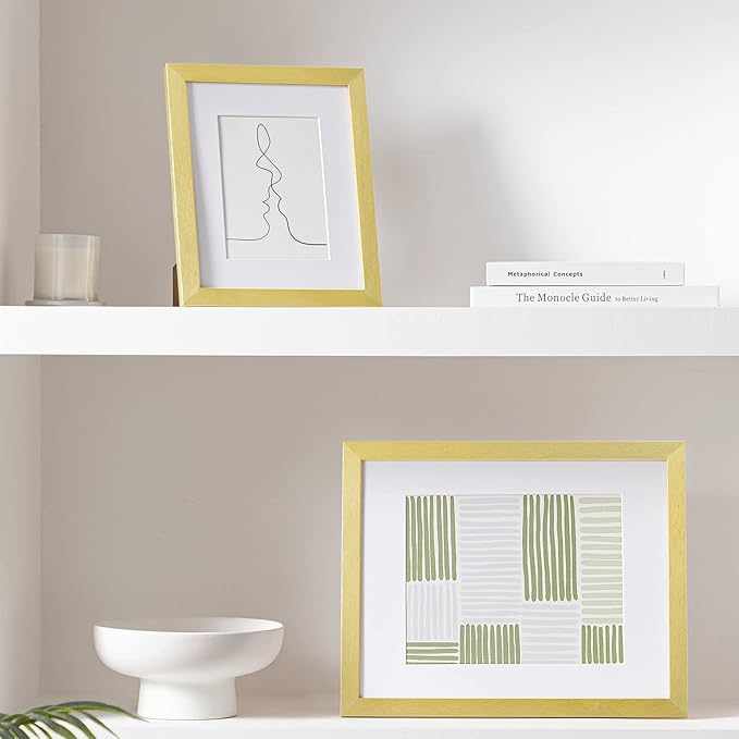 eletecpro 8x10 Picture Frames Set of 9 Classic Gallery Wall Frame Set, Displays 5x7 with Mat or 8x10 No Mat, Picture Frames Collage Wall Decor, Gold Frames for Home Decor