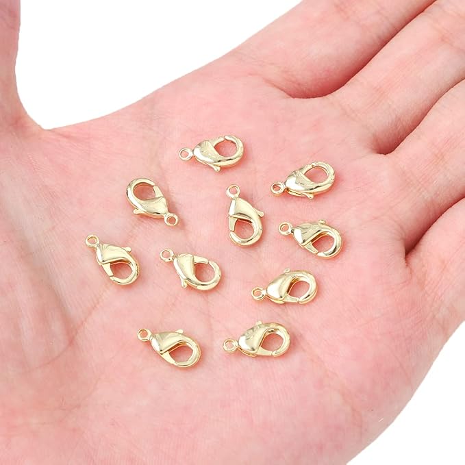 14K Gold Plated Lobster Clasps Non Tarnish 12mm 20pcs for Jewelry Making Findings