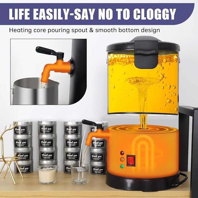 TOAUTO 10Lbs Wax Melter for Candle Making - Candle Wax Melting Pot with Faster Pour Spout and Temperature Controller, No Cloggy and Easy Clean Up