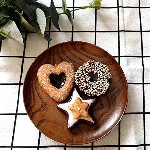 Round Wood Dish, Plate Acacia Wooden for Cake, Sweets Fruit Dessert Coffee Dish, Round Wood Dinner Tableware Plates, Tray for Home Decoration (5.3 Inch) - Image 3