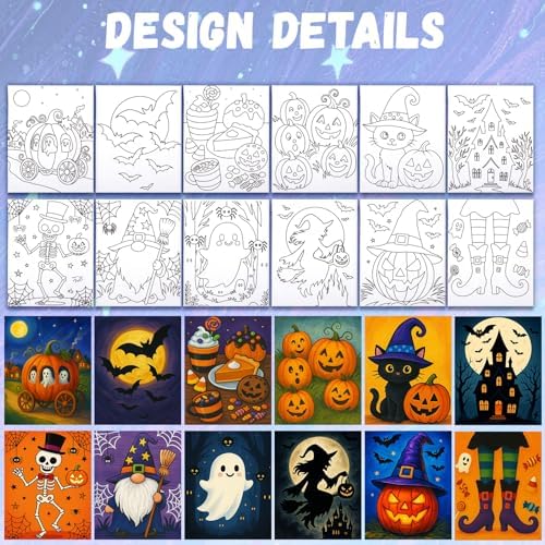12PCS 8x10IN Pre Drawn Canvas to Paint for Adults Halloween Paint Party - Image 2