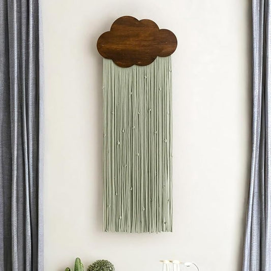 Ansley&HosHo Macrame Wall Hanging, Boho Woven Tapestry, Modern Tassel Wall Decor, Handmade Wall Art Tapestry for Bedroom, Living Room, Home, Bohemian Apartment Decoration Ornament Craft (Green Cloud)