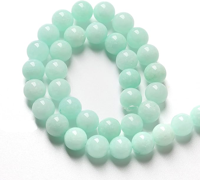 120PCS 6mm Blue Amazonite Stone Beads Round Loose Gemstone Beads for Jewelry Making DIY Bracelet Necklace 32" 2 Strand