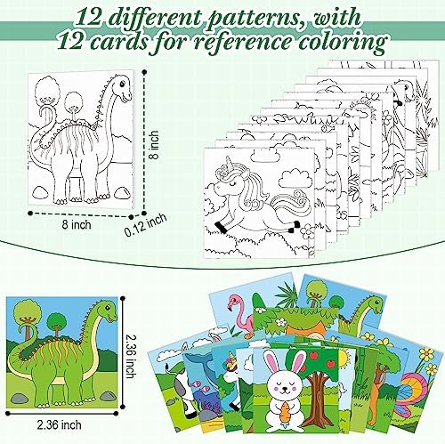 Sherr 12 Pcs Pre Drawn Canvas for Adults, Cute Animals, 8 x 8 Inch - Image 2