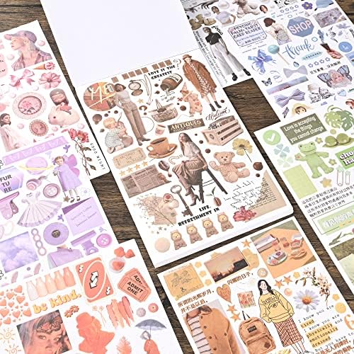 Vintage Washi Stickers for Scrapbooking, Scrapbook Stickers for Junk Journals, 50 Sheets Aesthetic Sticker Book for Journaling Supplies,Art Bullet Journals for Adults Teens Girls with 1pcs Carving - Image 2