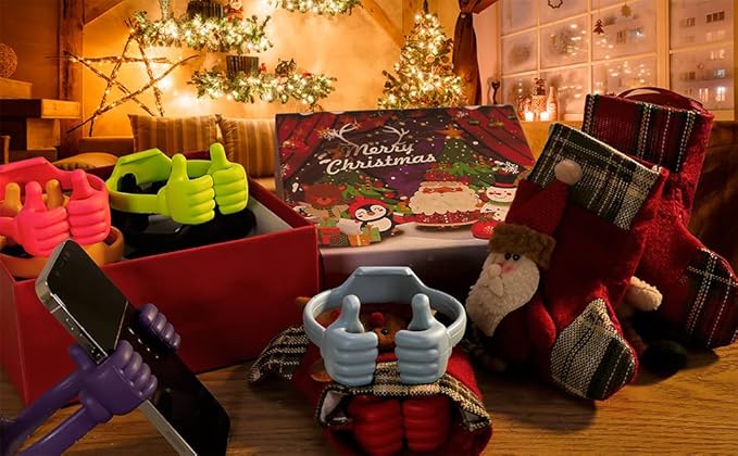 Honsky Cell Phone Stand Holder, Thumbs Up Lazy Phone Stand, Universal Adjustable Flexible, Cute Perfect Stocking Stuffers Gifts for Teen Girls, Compatible with Cell Phones & Tablets,Grey