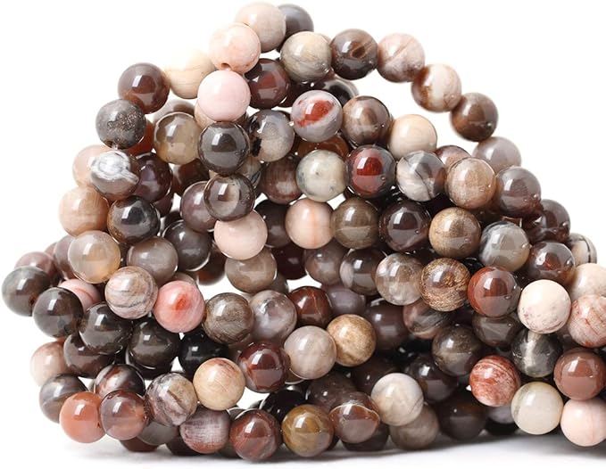 45PCS 8mm Natural Silicified Wood Jade Gemstone Round Loose Beads for Jewelry Making DIY Findings 1 Strand 15"