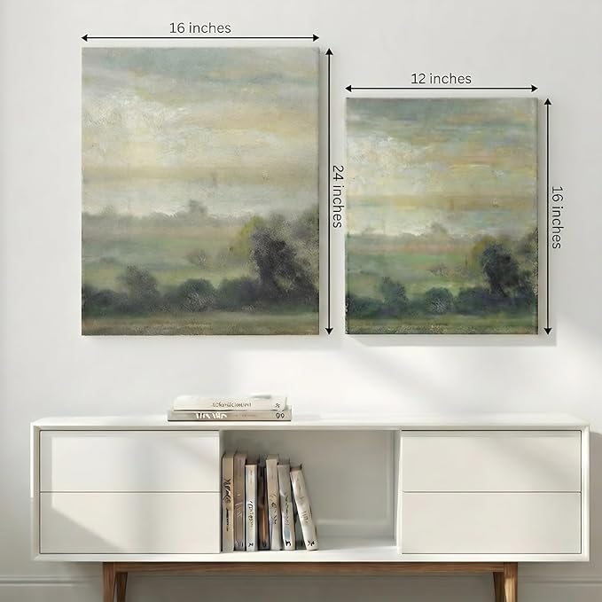 3 Pcs Framed Vintage Landscape Wall Art Landscape Green Forest Prints Nature Countryside Painting Poster Pastoral Rustic Farmhouse Wall Decor for Living Room Bedroom 12x16 inch Ready to Hang